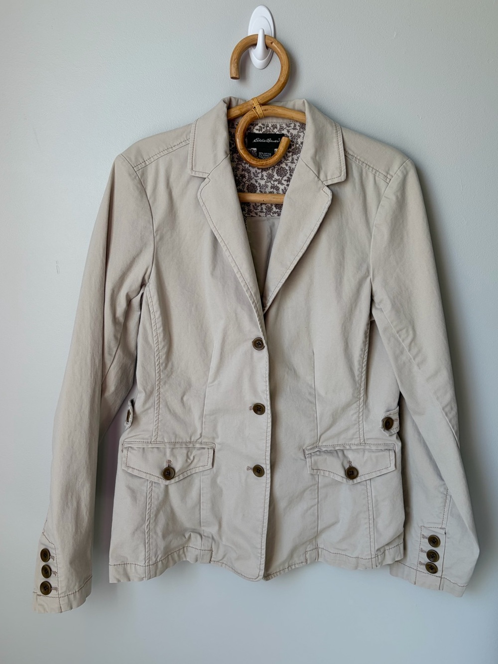 Vintage Eddie Bauer Tan Button Blazer Jacket Women’s 6 Tall